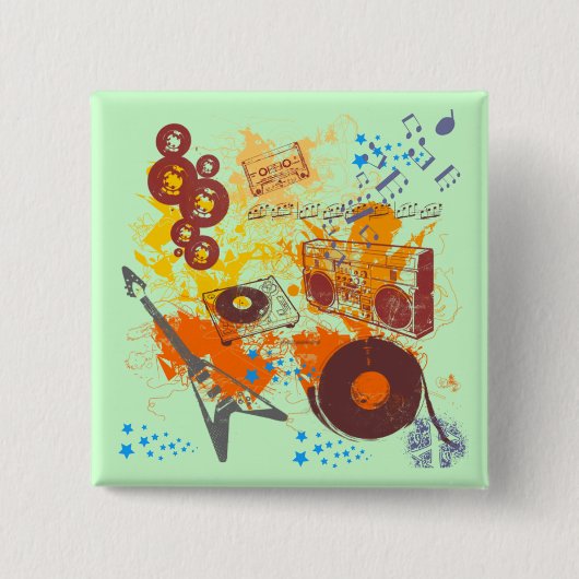 Retro 80's muziek vierkante button 5,1 cm (Voorkant)