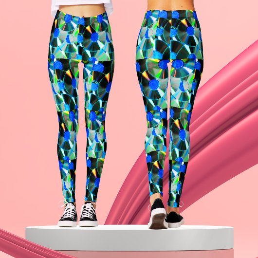 Retro  80s Muziek Vinyl Record Disc Pattern Leggings