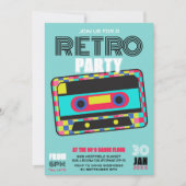 Retro 80s Neon Cassettebandje Dance Party Kaart (Voorkant)