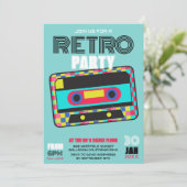 Retro 80s Neon Cassettebandje Dance Party Kaart (Staand voorkant)