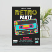 Retro 80s Neon Cassettebandje Verjaardagsfeest Kaart (Staand voorkant)