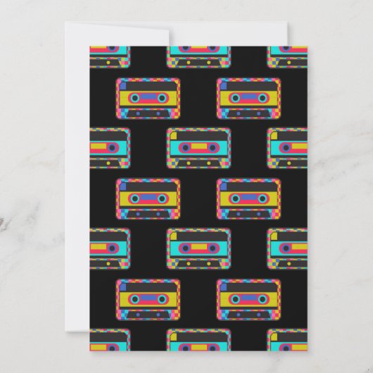 Retro 80s Neon Cassettebandje Verjaardagsfeest Kaart (Achterkant)