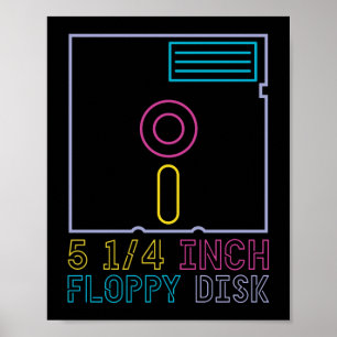 Retro 80s Neon Floppy Disk van 90 jaar Poster