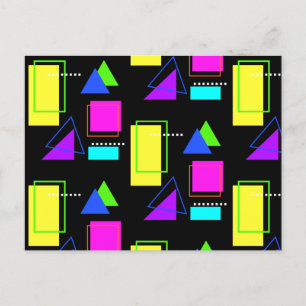 RETRO 80S NEON FLUORO COLOR GEOMETRIC SHAPE PRINT BRIEFKAART