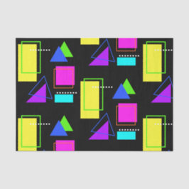 RETRO 80S NEON FLUORO COLOR GEOMETRIC SHAPE PRINT TISSUEPAPIER