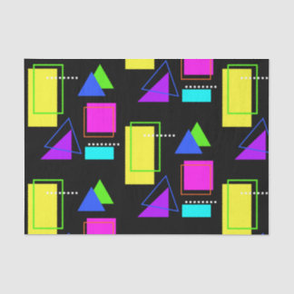 RETRO 80S NEON FLUORO COLOR GEOMETRIC SHAPE PRINT TISSUEPAPIER
