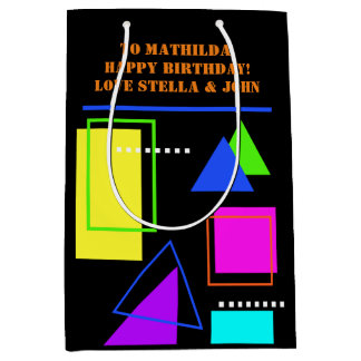 RETRO 80S NEON FLUORO COLOR GEOMETRIC VORM MEDIUM CADEAUZAKJE