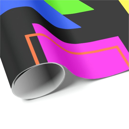 RETRO 80S NEON FLUORO VORM PRINT MET AANGEPASTE TE CADEAUPAPIER (Rol Hoek)