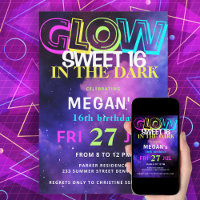 Retro 80's neon gloed in het donker Sweet 16 feest
