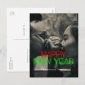 Retro 80s Neon licht Happy New Year foto Feestdagenkaart (Voorkant / Achterkant)