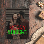 Retro 80s Neon licht Merry & Bright foto Feestdagenkaart<br><div class="desc">Merry and Bright: een retro neon lichttypografie voor dit collectie van fotokaarten.</div>