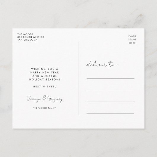 Retro 80s Neon licht Merry & Bright foto Feestdagenkaart (Achterkant)