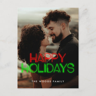 Retro 80s Neon licht Prettige feestdagen foto