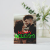 Retro 80s Neon licht Prettige feestdagen foto (Staand voorkant)