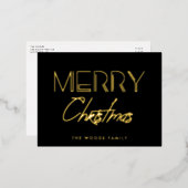 Retro 80s Neon lichten Vrolijk Kerstmis Folie Feestdagen Briefkaart (Voorkant / Achterkant)