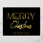 Retro 80s Neon lichten Vrolijk Kerstmis Folie Feestdagen Briefkaart (Voorkant)