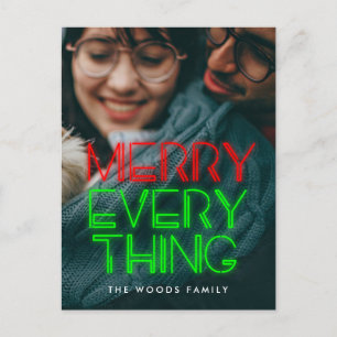 Retro 80s Neon lichtjes Verfijn alles foto Feestdagenkaart