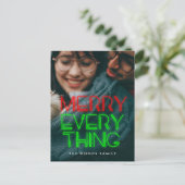 Retro 80s Neon lichtjes Verfijn alles foto Feestdagenkaart (Staand voorkant)