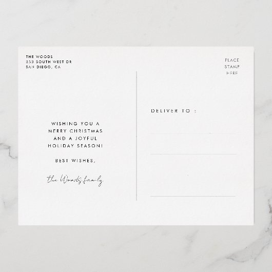 Retro 80s Neon lichtjes Vrolijk Kerstfeest Folie Feestdagen Briefkaart (Achterkant)