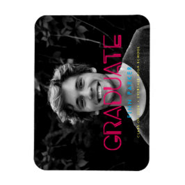Retro 80s neon lights Photo graduation Magneet