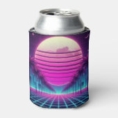 Retro, 80s neon maan/palmen blikjeskoeler (Blikje Voorkant)