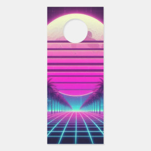 Retro, 80s neon maan/palmen deurhanger