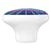 Retro, 80s neon maan/palmen keramische knop (Zijkant)