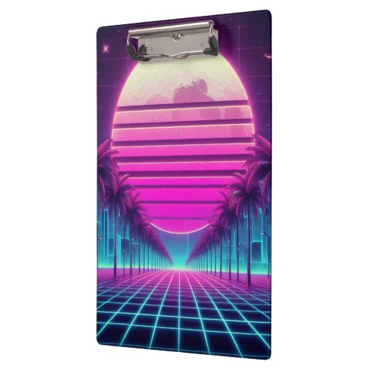 Retro, 80s neon maan/palmen klembord (Links)