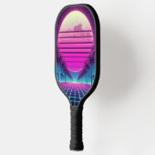 Retro, 80s neon maan/palmen pickleball paddle (Links)