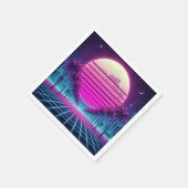 Retro, 80s neon maan/palmen servet (Hoek)