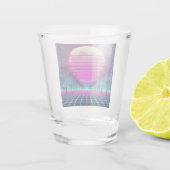 Retro, 80s neon maan/palmen shot glas (Achterkant)