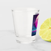 Retro, 80s neon maan/palmen shot glas (Links)