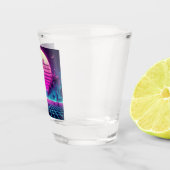 Retro, 80s neon maan/palmen shot glas (Rechts)