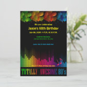 Retro 80's Neon Party Invitation Kaart (Staand voorkant)