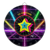 Retro 80's Neon Party Vibes Family Name Dartbord (Voorkant)