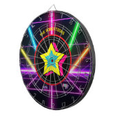 Retro 80's Neon Party Vibes Family Name Dartbord (Voorkant Rechts)