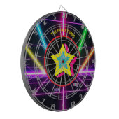 Retro 80's Neon Party Vibes Family Name Dartbord (Voorkant Links)