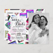 Retro 80's Neon Patterned Cassettebandjes van 90's Aankondigingskaart (Voorkant / Achterkant)