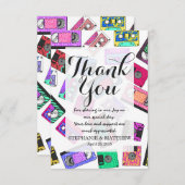 Retro 80's Neon Patterned Cassettebandjes van 90's Bedankkaart (Voorkant / Achterkant)