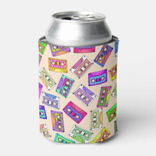 Retro 80's Neon Patterned Cassettebandjes van 90's Blikjeskoeler (Blikje Voorkant)