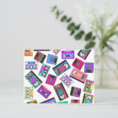 Retro 80's Neon Patterned Cassettebandjes van 90's Briefkaart (Staand voorkant)