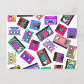 Retro 80's Neon Patterned Cassettebandjes van 90's Briefkaart (Voorkant)