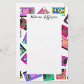 Retro 80's Neon Patterned Cassettebandjes van 90's Briefpapier (Voorkant / Achterkant)