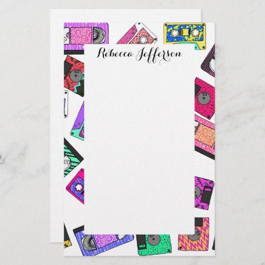 Retro 80's Neon Patterned Cassettebandjes van 90's Briefpapier (Voorkant / Achterkant)