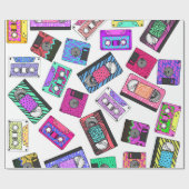 Retro 80's Neon Patterned Cassettebandjes van 90's Cadeaupapier (Vlak)