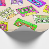 Retro 80's Neon Patterned Cassettebandjes van 90's Cadeaupapier (Hoek)