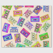 Retro 80's Neon Patterned Cassettebandjes van 90's Cadeaupapier (Vlak)