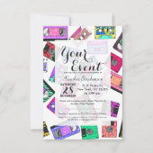 Retro 80's Neon Patterned Cassettebandjes van 90's Kaart (Voorkant)