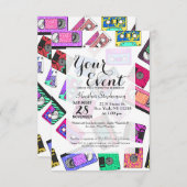 Retro 80's Neon Patterned Cassettebandjes van 90's Kaart (Voorkant / Achterkant)