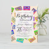 Retro 80's Neon Patterned Cassettebandjes van 90's Kaart (Staand voorkant)